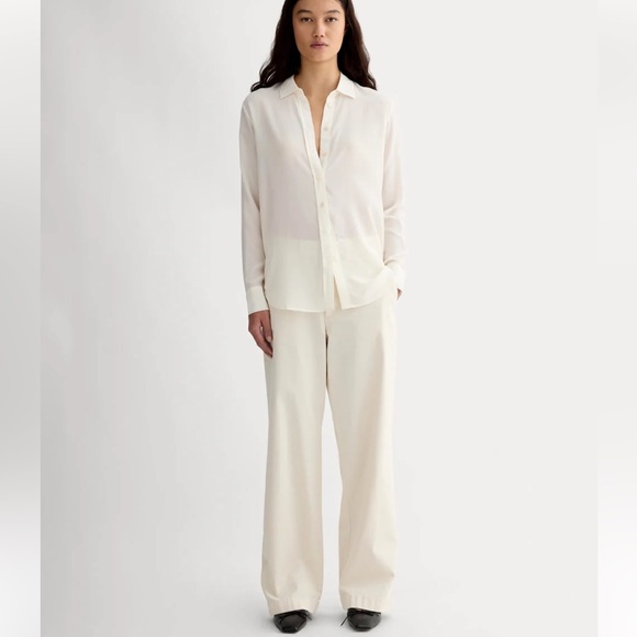Everlane THE MUST-HAVE SHIRT IN WASHABLE SILK off white 100% silk blouse size 0 - Picture 6 of 9